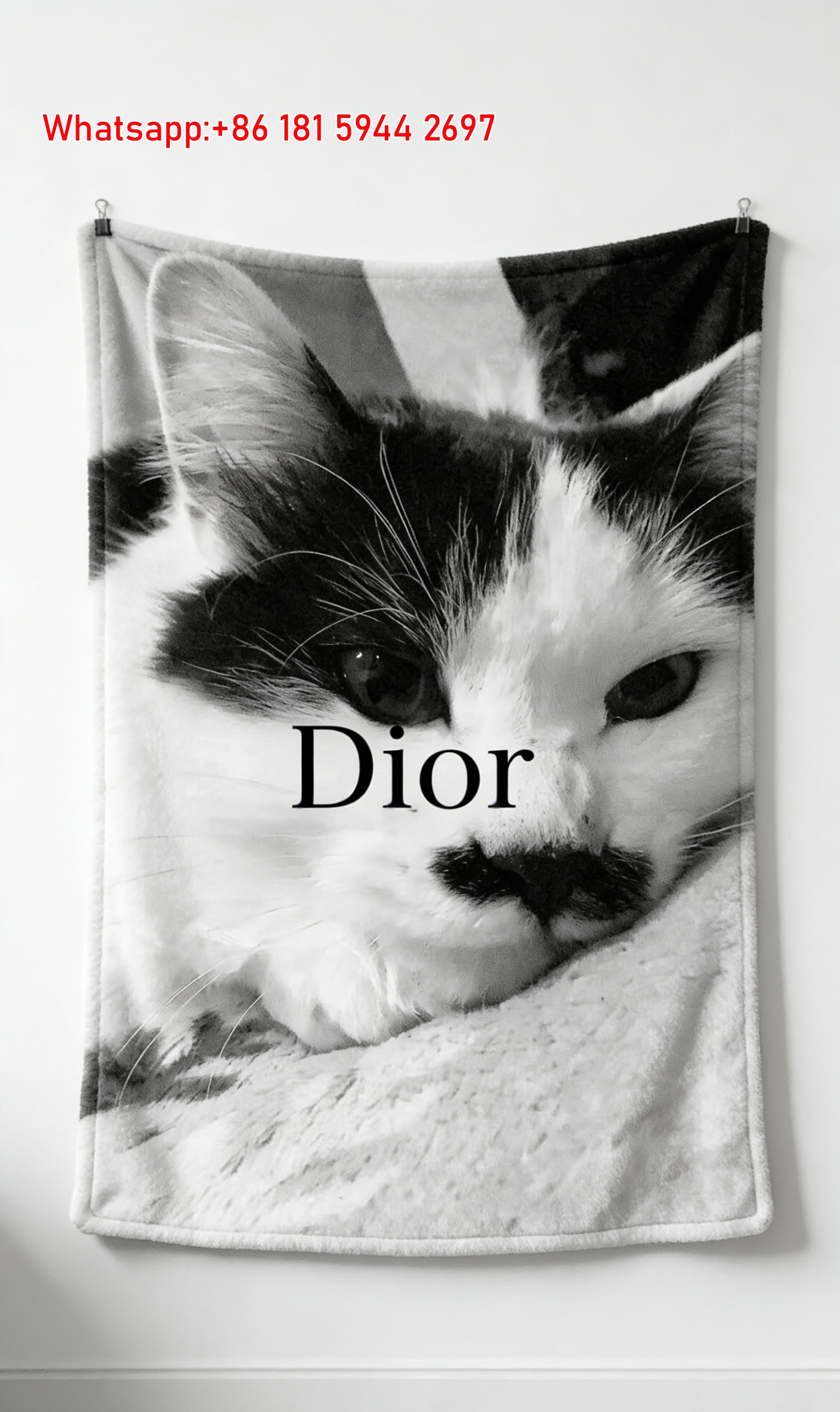 Dior Cat Print Flannel Throw Blanket D143